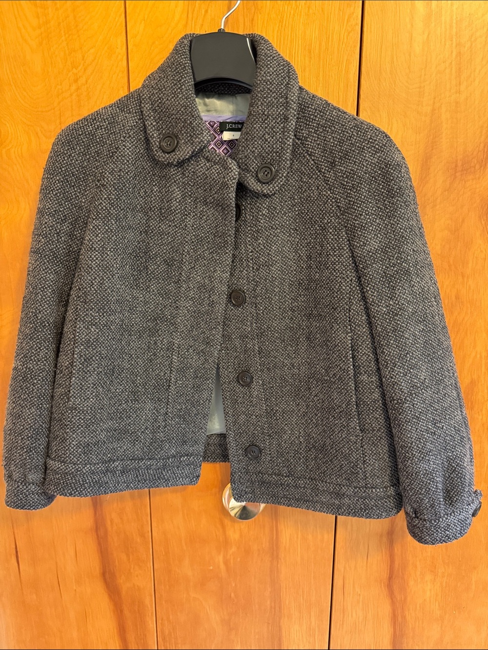 J. Crew Charcoal Textured Short Pea Coat
